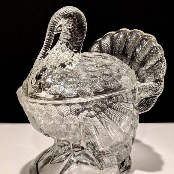 L.E. Smith Turkey Covered Dish - Clear Glass - Picture 1 of 10